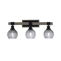 Tacoma 3 Light Bath Bar, Matte Black & Painted Distressed Wood-Look Metal Finish, 6