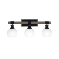 Tacoma 3 Light Bath Bar, Matte Black & Painted Distressed Wood-Look Metal Finish, 5.75