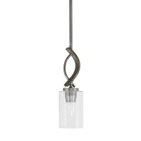 Monterey Stem Hung Mini Pendant, Graphite & Painted Distressed Wood-Look Metal Finish, 4