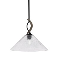 Monterey Stem Hung Mini Pendant, Matte Black & Painted Distressed Wood-Look Metal Finish, 16