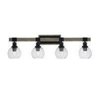 Tacoma 4 Light Bath Bar, Matte Black & Painted Distressed Wood-Look Metal Finish, 5.75