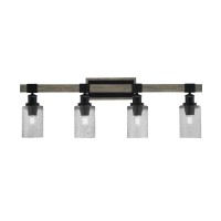 Tacoma 4 Light Bath Bar, Matte Black & Painted Distressed Wood-Look Metal Finish, 4