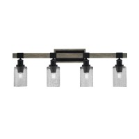 Tacoma 4 Light Bath Bar, Matte Black & Painted Distressed Wood-Look Metal Finish, 4