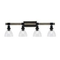 Tacoma 4 Light Bath Bar, Matte Black & Painted Distressed Wood-Look Metal Finish, 6.25