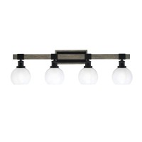 Tacoma 4 Light Bath Bar, Matte Black & Painted Distressed Wood-Look Metal Finish, 5.75