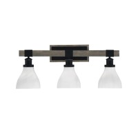 Tacoma 3 Light Bath Bar, Matte Black & Painted Distressed Wood-Look Metal Finish, 6.25