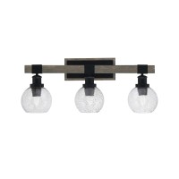 Tacoma 3 Light Bath Bar, Matte Black & Painted Distressed Wood-Look Metal Finish, 5.75