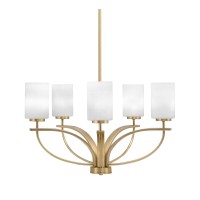 Cavella 5 Light, Uplight Chandelier , Hang Straight Swivel, New Age Brass Finish, 4