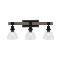 Tacoma 3 Light Bath Bar, Matte Black & Painted Distressed Wood-Look Metal Finish, 6.25