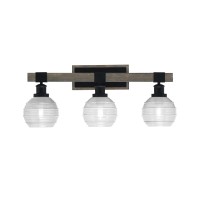 Tacoma 3 Light Bath Bar, Matte Black & Painted Distressed Wood-Look Metal Finish, 6