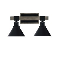 Tacoma 2 Light Bath Bar, Matte Black & Painted Distressed Wood-Look Metal Finish, 7