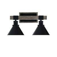 Tacoma 2 Light Bath Bar, Matte Black & Painted Distressed Wood-Look Metal Finish, 7