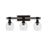 Tacoma 3 Light Bath Bar, Matte Black & Painted Distressed Wood-Look Metal Finish, 6