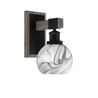 Tacoma Light Wall Sconce, Matte Black & Painted Distressed Wood-Look Metal Finish, 5.75