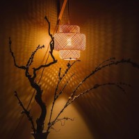 Yiizon Plug In Pendant Light Hanging Lamp With Handmade Bamboo Lampshade Onoff Switch Boho Modern Rustic Country Natural Basket