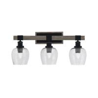 Tacoma 3 Light Bath Bar, Matte Black & Painted Distressed Wood-Look Metal Finish, 6