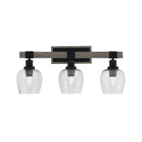 Tacoma 3 Light Bath Bar, Matte Black & Painted Distressed Wood-Look Metal Finish, 6