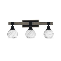 Tacoma 3 Light Bath Bar, Matte Black & Painted Distressed Wood-Look Metal Finish, 5.75