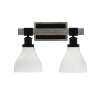 Tacoma 2 Light Bath Bar, Matte Black & Painted Distressed Wood-Look Metal Finish, 6.25