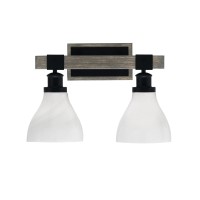 Tacoma 2 Light Bath Bar, Matte Black & Painted Distressed Wood-Look Metal Finish, 6.25