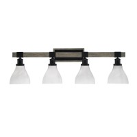 Tacoma 4 Light Bath Bar, Matte Black & Painted Distressed Wood-Look Metal Finish, 6.25