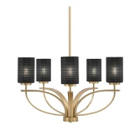 Cavella 5 Light, Uplight Chandelier , Hang Straight Swivel, New Age Brass Finish, 4