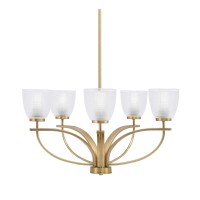 Cavella 5 Light, Uplight Chandelier , Hang Straight Swivel, New Age Brass Finish, 5