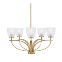 Cavella 5 Light, Uplight Chandelier , Hang Straight Swivel, New Age Brass Finish, 5