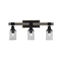 Tacoma 3 Light Bath Bar, Matte Black & Painted Distressed Wood-Look Metal Finish, 4