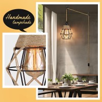 Soodmi Plug In Pendant Light Industrial Hanging Light With Plug In Cord Hemp Rope Onoff Switch Farmhouse Pendant Light With Pl