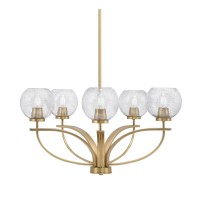 Cavella 5 Light, Uplight Chandelier , Hang Straight Swivel, New Age Brass Finish, 5.75