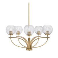 Cavella 5 Light, Uplight Chandelier , Hang Straight Swivel, New Age Brass Finish, 5.75