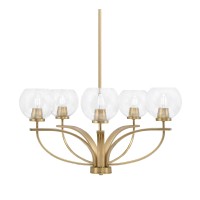 Cavella 5 Light, Uplight Chandelier , Hang Straight Swivel, New Age Brass Finish, 5.75