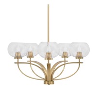 Cavella 5 Light, Uplight Chandelier , Hang Straight Swivel, New Age Brass Finish, 7