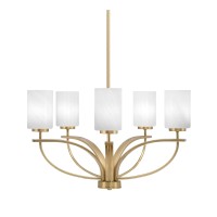 Cavella 5 Light, Uplight Chandelier , Hang Straight Swivel, New Age Brass Finish, 4