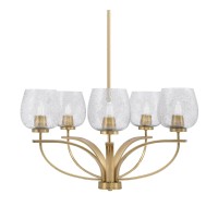 Cavella 5 Light, Uplight Chandelier , Hang Straight Swivel, New Age Brass Finish, 6