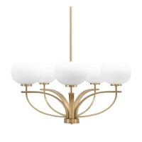 Cavella 5 Light, Uplight Chandelier , Hang Straight Swivel, New Age Brass Finish, 7