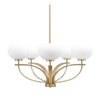 Cavella 5 Light, Uplight Chandelier , Hang Straight Swivel, New Age Brass Finish, 7