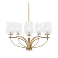 Cavella 5 Light, Uplight Chandelier , Hang Straight Swivel, New Age Brass Finish, 5