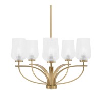 Cavella 5 Light, Uplight Chandelier , Hang Straight Swivel, New Age Brass Finish, 5