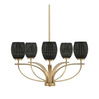 Cavella 5 Light, Uplight Chandelier , Hang Straight Swivel, New Age Brass Finish, 5