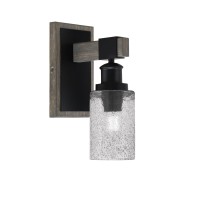 Tacoma Light Wall Sconce, Matte Black & Painted Distressed Wood-Look Metal Finish, 4