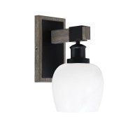 Tacoma Light Wall Sconce, Matte Black & Painted Distressed Wood-Look Metal Finish, 6