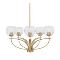 Cavella 5 Light, Uplight Chandelier , Hang Straight Swivel, New Age Brass Finish, 6