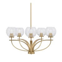 Cavella 5 Light, Uplight Chandelier , Hang Straight Swivel, New Age Brass Finish, 6