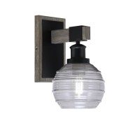 Tacoma Light Wall Sconce, Matte Black & Painted Distressed Wood-Look Metal Finish, 6