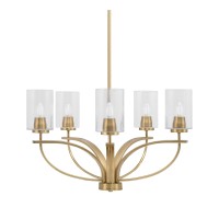 Cavella 5 Light, Uplight Chandelier , Hang Straight Swivel, New Age Brass Finish, 4