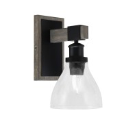 Tacoma Light Wall Sconce, Matte Black & Painted Distressed Wood-Look Metal Finish, 6.25