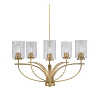 Cavella 5 Light, Uplight Chandelier , Hang Straight Swivel, New Age Brass Finish, 4