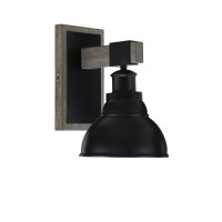 Tacoma Light Wall Sconce, Matte Black & Painted Distressed Wood-Look Metal Finish, 7